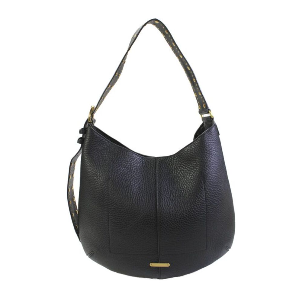 Rebecca Minkoff Womens Studded Leather Snap Closure Shoulder Bag Black